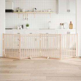Dog Gate Set of 4 Natural Wood Solid Fir Wood Medium Foldable