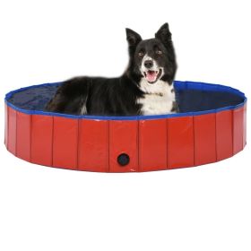 Dog Swimming Pool Red PVC 63 x 11.8 in Foldable