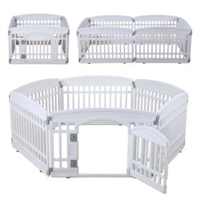 Pet Playpen Foldable Gate for Dogs Heavy Plastic Puppy Exercise Pen with Door Portable Indoor Outdoor Small Pets Fence Puppies Folding Cage 6 Pan