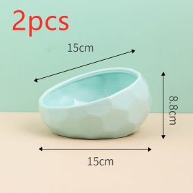 Pet Supplies Bowl Ceramic Cat Bowl Dog Bowl Oblique Mouth (Option: light green2pcs)
