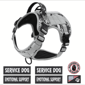 Hiphoppet US Local Tactical Service Dog Harness Vest Adjustable Reflective No Pulling Large Dog Harness With Metal Buckle (Option: GrayCamo-L)