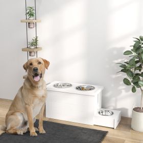Dog Food Storage Cabinet with Bowls & Dog Feeding Station (Option: White-700x410x220 mm)