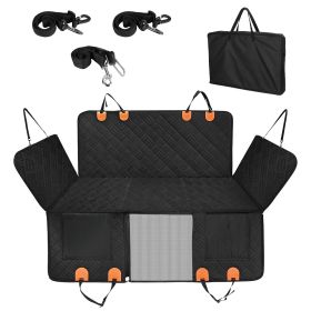 1Pc Dog Car Seat Cover For Back Seat Waterproof Oxford Cloth Seat Cover Hammock Non-Slip Scratchproof Back Seat Extender With Side Flap Mesh Wind (Option: Black)