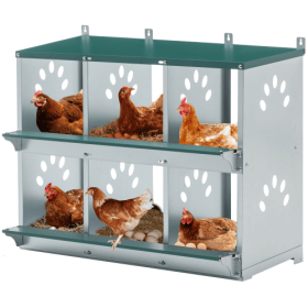 Chicken Nesting Box, 6 Room Metal Nesting Boxes For Chicken,Galvanized Steel Nesting Boxes For Hens,Easy To Assemble (Option: Green)