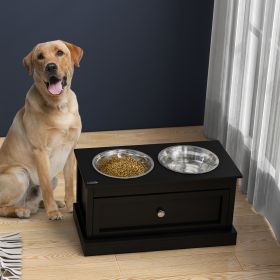 Large Elevated Dog Bowls with Storage Drawer Containing 11L Capacity (Option: Black-700x380x220 mm)