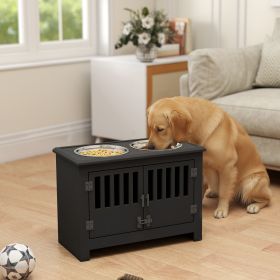 Dog Food Storage Cabinet with Bowls & Dog Feeding Station (Option: Black-680x460x160 mm)